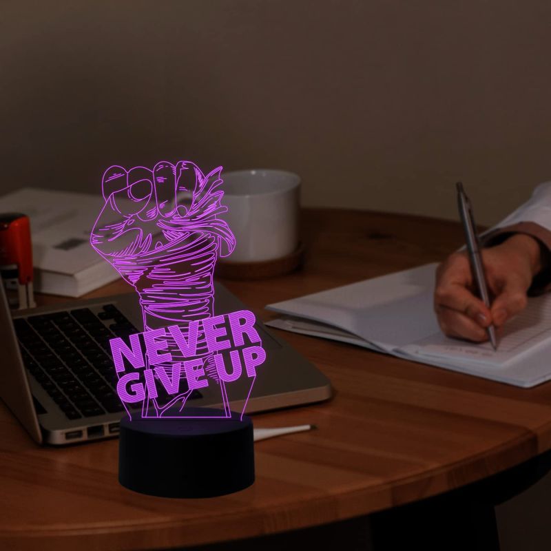 Never give up 3D led lamp with 7 Color Changing Light Home Decoration Night Light
